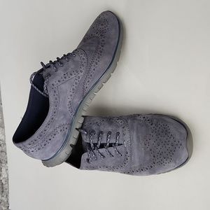 Cole Hahn Zerogrand Women's Blue Gray Suede Oxford Lace Up Shoe Size 9